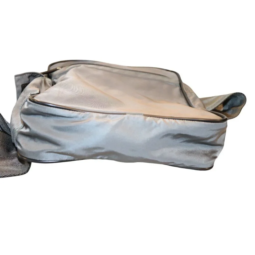 Prada Nylon Crossbody Sling Bag In Gray/green With Wide Strap
